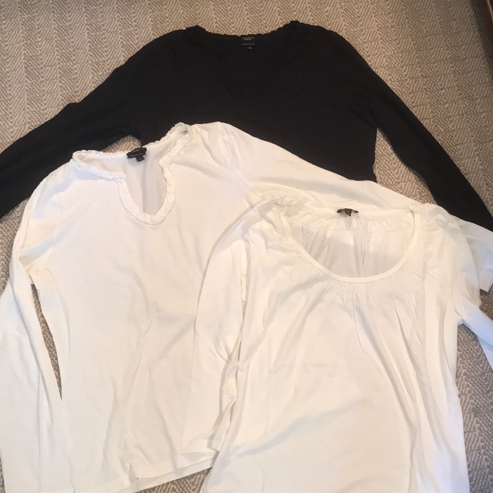 Talbots Trio ! Three LS and pretty collar tees